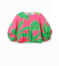 Load image into Gallery viewer, Short tropical puff-sleeve blouse Women