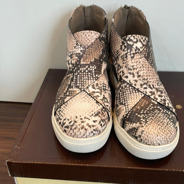 Leopard Print Sporty High Top Sneakers Women