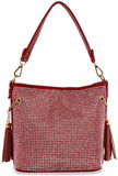 Red Print Rhinestones Hobo Bag