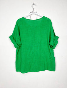 Cotton Blouse Solid Color w/Necklace