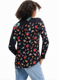 Floral half-and-half shirt women