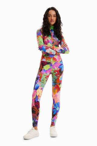 Floral stretch leggings women