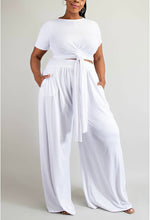 Load image into Gallery viewer, Solid Wrap Around Short Sleeve Top &amp; Pants Set