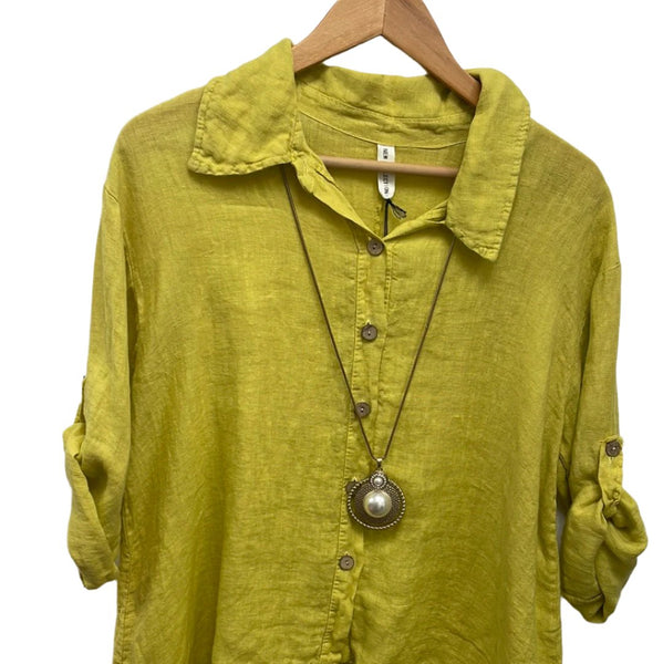 Linen Button Down Blouse -women