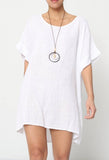 Long Cotton Blouse Solid Color w/Necklace