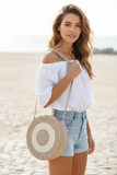 Two Tone Round Woven Tote Bag