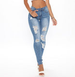 Embellished Rhinestone Skinny Jeans - Medium Blue Wash