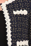 Knitted, cropped jacket with single button closure at collar- Women