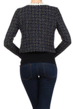 Knitted, cropped jacket with single button closure at collar- Women