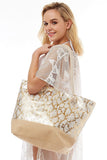 Metallic Large Beach Top Handles Tote Bag- women