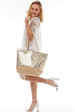Metallic Large Beach Top Handles Tote Bag- women