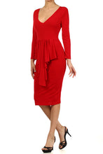 Load image into Gallery viewer, Solid knit dress with a V neck
