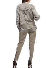 Load image into Gallery viewer, Satin hoodie with front cotton patch pockets and yoke- Women
