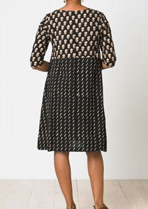 Sustainable Cotton Woven Black Dress A-Line Dress