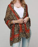 Leopard scarf with horizontal stripe accent