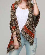 Load image into Gallery viewer, Leopard scarf with horizontal stripe accent