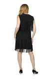 Frank Lyman Black Knit Dress w/ Fringes 236672U