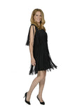 Frank Lyman Black Knit Dress w/ Fringes 236672U