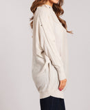 Long sleeve tunic with snap button neckline- Women