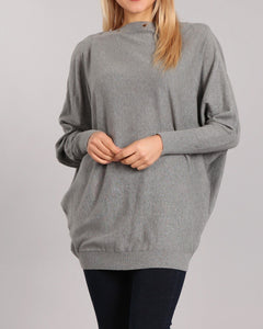 Long sleeve tunic with snap button neckline- Women