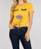 Solid short sleeve cropped tee with a round neckline