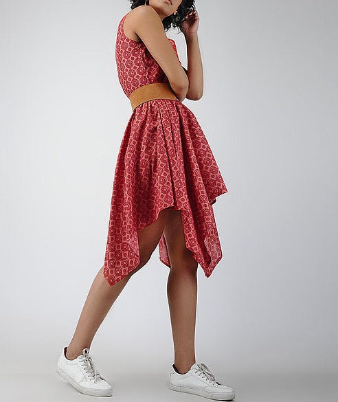 Red Printed Cotton Dress