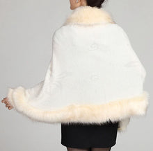 Load image into Gallery viewer, Faux Fur Shawl Wrap Cape Stole Shrug Winter w Hook