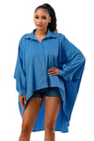 Oversized Long Sleeve Button Down Front Shirt
