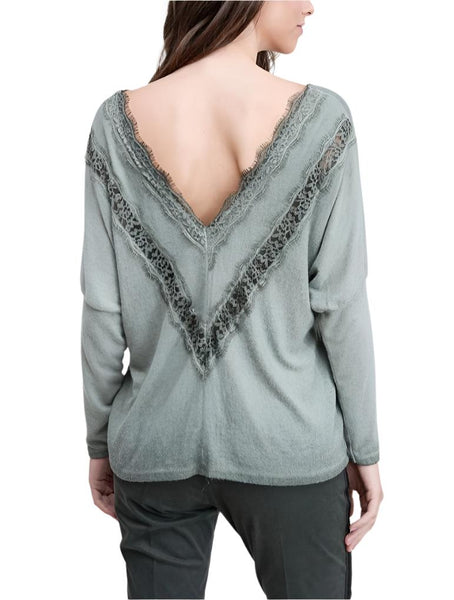 Double V-Lace Cashmere Feel Top Women