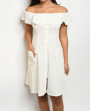 Load image into Gallery viewer, Off Shoulder off-white dress women