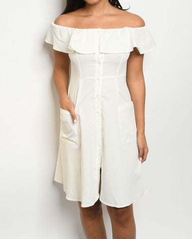 Off Shoulder off-white dress women