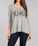 Solid Long Sleeve Blessed Women Top