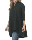 Black ruffle layer detail tunic shirt. 100% cotton