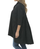 Black ruffle layer detail tunic shirt. 100% cotton