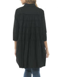 Black ruffle layer detail tunic shirt. 100% cotton