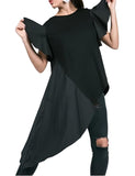 Asymmetrical  Ruffle Sleeve Top