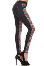 Load image into Gallery viewer, Floral printed slim fit pants with denim contrast