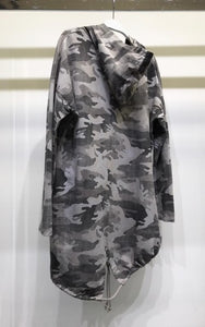 Camouflage Hooded Open Cardigan With Bottom- Women