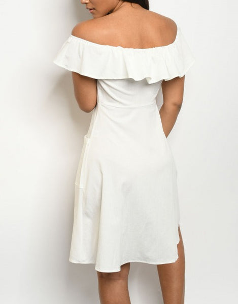 Off Shoulder off-white dress women