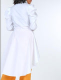 Mutton Sleeve Chambray High Low Shirt Top