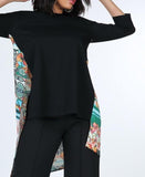 ASYMMETRICAL PRINT HIGH LOW TOP Cotton