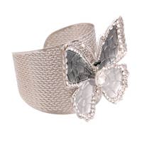 Rigid Metal Gray Butterfly Cuff  Gray, Rhodium