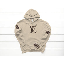 Load image into Gallery viewer, LV Inspired White Sweatshirt Hoodie with patches Women