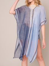 Load image into Gallery viewer, Dual color bordered accent kaftan/tunic/cover ups