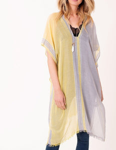 Dual color bordered accent kaftan/tunic/cover ups