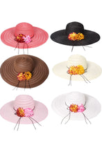 Load image into Gallery viewer, Wide Brim Straw Sun Hat 18 inches Diameter