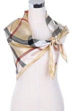Load image into Gallery viewer, Plaid Pattern Silk Feel Square Satin Scarves