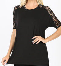 Load image into Gallery viewer, Black lace Top with side slit women