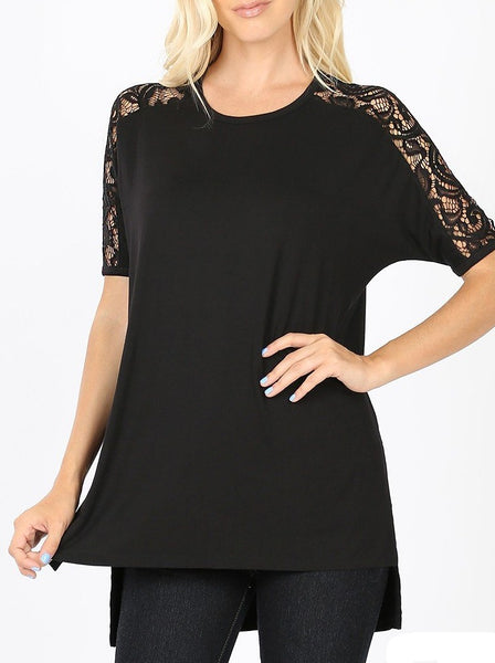 Black lace Top with side slit women