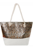 Glitter Leopard Tote Bag Beach Bag- Women